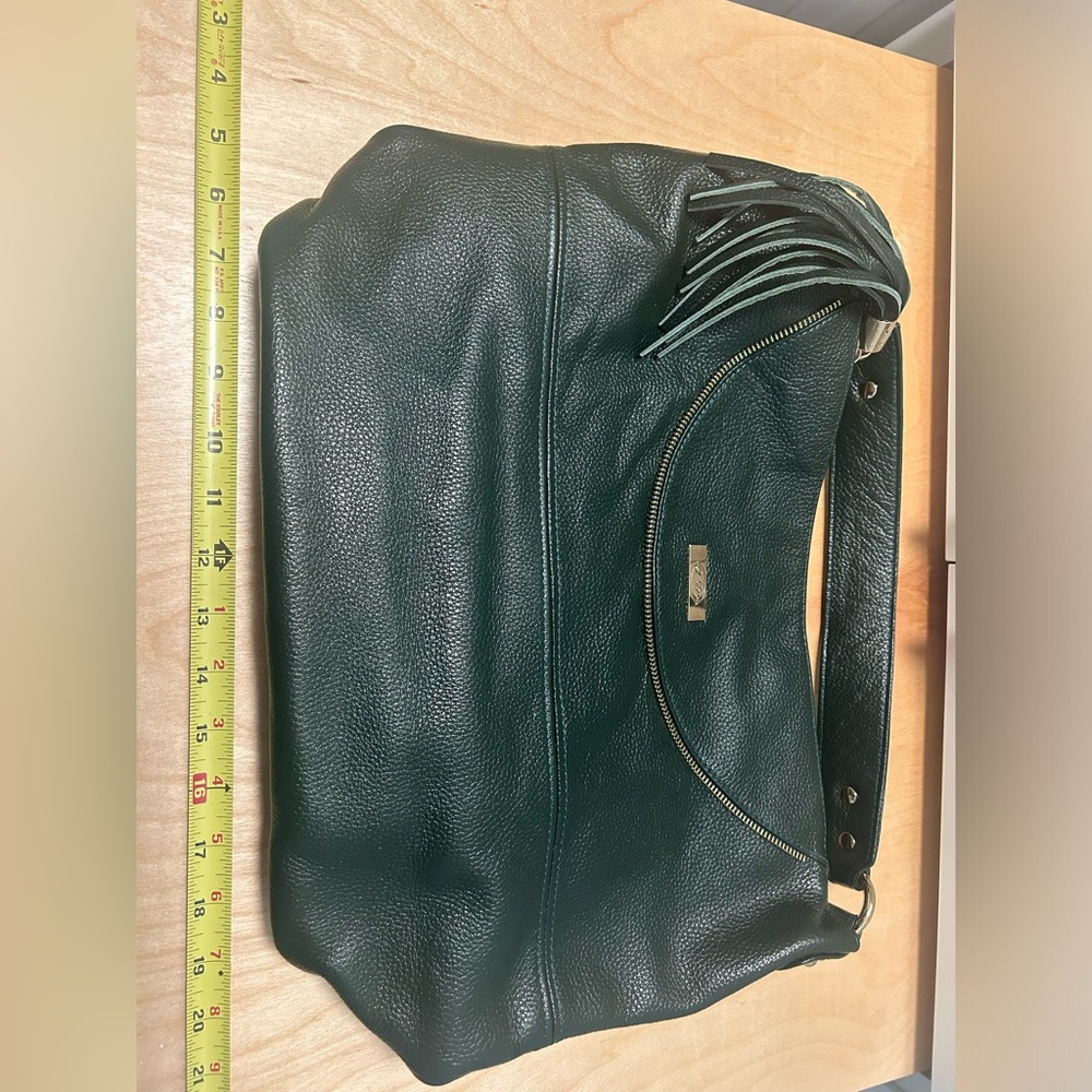 Onna Ehrlich Hunter Green Leather, gold hardware NWOT luxury handbag. Dust bag